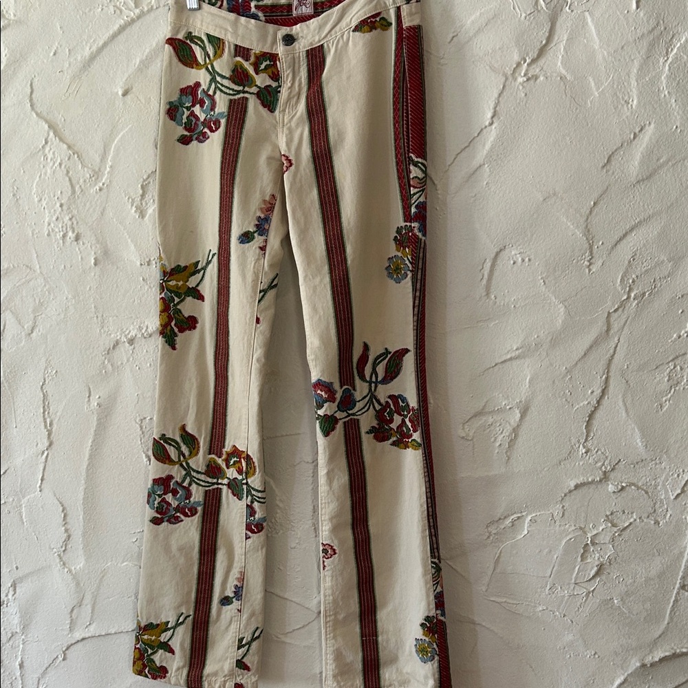 Joie Floral Embroidered Cream Jeans